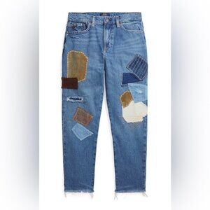 Polo Ralph Lauren Patchwork Straight Leg Jeans - Blue and Brown